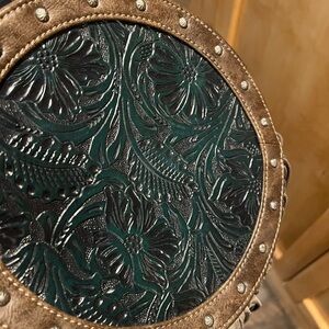 Boot Barn Shyanne western tooled crossbody Floral Embossed Round Handbag